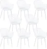 A set of eight white chairs arranged in a grid on a white background. Náhled obrázku produktu