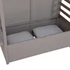 Close-up view of the interior of a gray outdoor storage bench with two light gray cushions inside. Náhled obrázku produktu