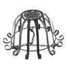 A black metal hanging basket holder with decorative scrollwork and chains, shown against a white background. Náhled obrázku produktu