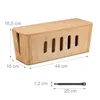 Relaxdays Scatola porta cavi per 2 prese multiple, bambù, A Anteprima dell’immagine prodotto 4