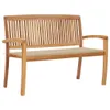 Panca da giardino impilabile con cuscino 128,5 cm in teak Anteprima dell’immagine prodotto 1