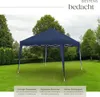 A navy blue pop-up gazebo set up on a green lawn with trees in the background. Náhled obrázku produktu