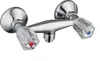 A chrome-finished shower faucet with clear acrylic handles, one marked with red and the other with blue. Náhled obrázku produktu