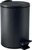 A black pedal bin is shown from a three-quarter angle. Produktbild-Vorschau