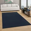 A dark blue rug in a modern living room with a white sofa and a coffee table. Produktbild-Vorschau