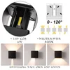 Collage of product details and examples of use for an outdoor wall light. Voir les images du produit