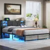 Lit en métal INONEFT 140x200 cm avec LED et ports USB, lit Voir les images du produit 4