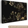 MuchoWow® - Leinwandbilder - Blumen - Schwarz - Gold - Produktbild-Vorschau 1