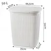A white laundry basket with dimensions indicated by measurement lines and text. Voir les images du produit