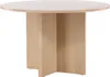A round wooden dining table with a pedestal base, shown from a slightly elevated side angle against a white background. Voir les images du produit