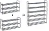 A collage showing two shoe racks being combined to form a taller shoe rack. Produktbild-Vorschau