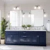 A modern bathroom vanity with two mirrors, sinks, and decorative plants. Produktbild-Vorschau