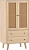 Sweiko hoge kast, dressoir met rieten deuren en 2 lades, Productafbeelding-voorbeeld 9