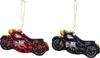 2 Stück Weihnachtsanhänger  Motorrad Glas Rot Schwarz Produktbild-Vorschau 1