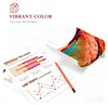 Marketing image showing graphs and a colorful image of parrot feathers, suggesting vibrant color printing. Produktbild-Vorschau