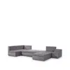 A modular U-shaped sofa is shown against a white background, with some sections extended as if converting into a bed. Produktbild-Vorschau