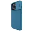 A blue iPhone case with a camera cover is shown against a white background. Náhľad obrázku produktu