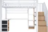 A loft bed with a desk and stairs, shown against a white background. Voir les images du produit