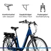 A blue electric city bike with feature callouts at the top. Anteprima dell’immagine prodotto