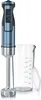 A blue and silver immersion blender with a clear measuring cup and lid, presented on a white background. Náhľad obrázku produktu