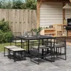 vidaXL 9-tlg. Garten-Essgruppe mit Kissen Schwarz Poly Produktbild-Vorschau 2
