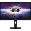 A black MSI gaming monitor is shown from the front, displaying a colorful graphic with the MSI Esports Gaming logo. Produktbild-Vorschau