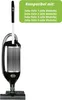 A vacuum cleaner with a green box listing compatible models. Produktbild-Vorschau