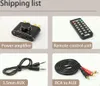 A collage of images showing the components of a shipping list for an audio amplifier. Produktbild-Vorschau