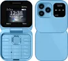 A blue flip phone is shown from the front and back. Podgląd zdjęcia produktu
