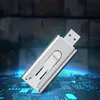 A silver USB stick with a USB-A connector is shown against a blurred background of circuit board patterns and abstract shapes. Náhľad obrázku produktu