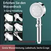 A shower head with multiple spray pattern demonstrations. Produktbild-Vorschau