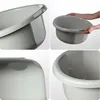 Collage of four close-up shots of a gray plastic basin, showing different angles and details. Produktbild-Vorschau