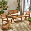 Salotto da giardino in legno e canna, 4 posti, Marrone Anteprima dell’immagine prodotto 4