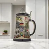 Bierkrug mit Deckel 0,7L – Steinkrug mit Deutschland-Motiv Produktbild-Vorschau 3