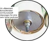 Close-up view of the internal components of a pump, with a text overlay describing its features. Produktbild-Vorschau