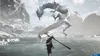A fantasy scene with a dragon and a warrior in a snowy landscape. Produktbild-Vorschau