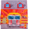 A printed graphic of a fire station with a fire truck and firefighter gear. Produktbild-Vorschau