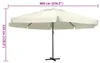 Ombrellone con asta in alluminio 600 cm bianco sabbia Anteprima dell’immagine prodotto 4