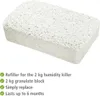 A white block of granulate for humidity control, with descriptive text and checkmarks. Náhled obrázku produktu