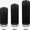 Three black Klean Kanteen bottles of different sizes are displayed side-by-side against a white background. Náhled obrázku produktu