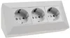 A white, three-socket power strip is shown against a white background. Produktbild-Vorschau
