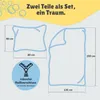 Diagram showing dimensions of a two-piece bedding set with a zipper icon. Produktbild-Vorschau