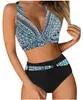 Bikini a Vita Alta Donna - Due Pezzi Nero Blu - Costume Anteprima dell’immagine prodotto 10