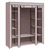 A freestanding fabric wardrobe with multiple shelves and a hanging rod, presented against a white background. Náhled obrázku produktu