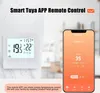 A smart thermostat and a smartphone displaying a control app. Náhled obrázku produktu