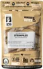 A close-up of a brown paper pouch containing dried mushrooms, with various text and logos printed on the front. Produktbild-Vorschau