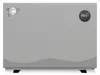 A front view of a gray inverter pool heat pump with a digital display. Produktbild-Vorschau