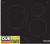 A black induction cooktop with three heating zones and control panel. Voir les images du produit