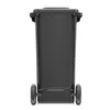 A black trash bin with wheels on a white background. Anteprima dell’immagine prodotto