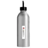 A silver bottle with a black cap and a white label with red text and a red poppy icon. Voir les images du produit